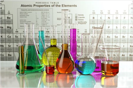 glassware-containing-colored-solutions